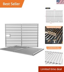 Dual-Pack 15” Stainless Steel Grill Grates for Broil King with Cleaner Included