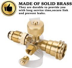 Propane Brass Tee Adapter Kit 4-Port Propane Brass Tee, 5ft &12ft Extension Hose