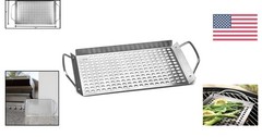 Compact Stainless Steel Grill Topper Grid – 11″x7″ BBQ Pan for Delicate Foods