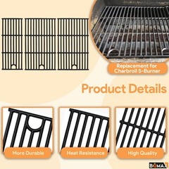 BQMAX 17 Inch Grill Grate Kit for Charbroil Performance 5 Burner Grill 463449…
