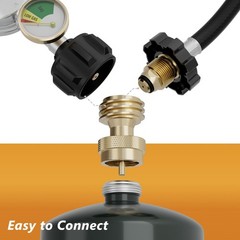 NUPICK Propane Tank Adapter, 1 Lb to 20 Converter, Hook Up POL, Golden