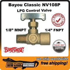 Bayou Classic NV108P 1/4″ Brass Control Valve for LPG Gas Propane Burners