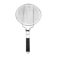 Portable Stainless Steel Round Grill Net with Lockable Basket for Outdoor BBQ
