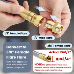24FT Natural Gas Hose with Quick Connect Fittings for Grill & Generator