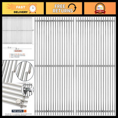 17″ Stainless Steel Grill Grates for 4 & 5 Burner Gas Grills, Durable SUS304 Rep