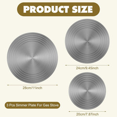 3 Pcs Simmer Plate Heat Diffuser for Gas Stove 7.87/9.45/11” Round Stove Diffus