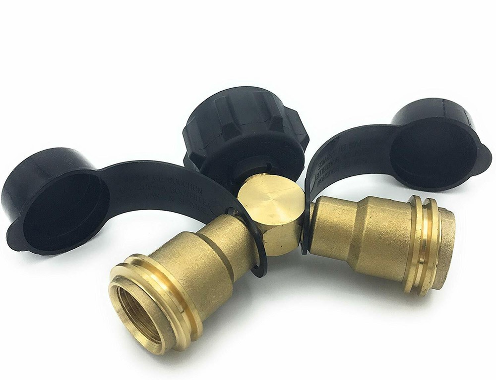 2 Way Splitter Propane Gas Connector, Tee Adapter for 20lb Propane Tank Cylinder
