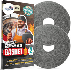 XXL 20 FT Smoker Gasket Seal – Grey 1/2’’ X 1/8’’ Hi-Temp Grill Gasket – 2-Pack