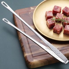 2 Piece Stainless Steel BBQ Tongs Set 24 cm 28 cm for Steak Grilling Serving