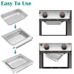 EasiBBQ 67047 Catch Pan Holder with Aluminum Drip Pans 9-7/8″ x 9″, slivery