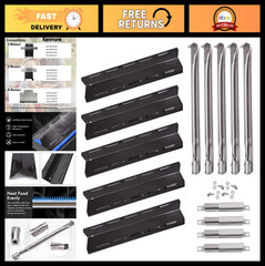 Grill Replacement Parts for 5 & 4 Burner Gas Grills – Pipe Burner, Heat Plate, T