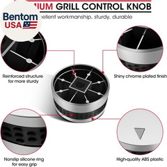 5 Pack Grill Control Knobs Replacement, Chrome Plated Plastic with Nonslip Grip,