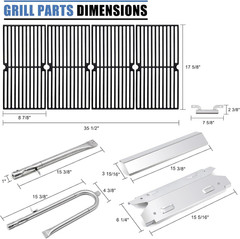 Grill Replacement Parts for Brinkmann 810-3660-S, Replacement Grates, Heat Plate
