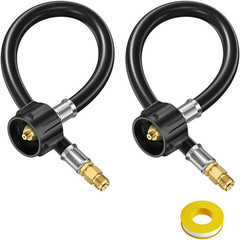 RV Propane Tank Hose 15 Inch QCC1 to 1/4 Male Flare 2 Pack BBQ Gas Replacement