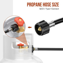 RV Propane Tank Hose 15 Inch QCC1 to 1/4 Male Flare 2 Pack BBQ Gas Replacement