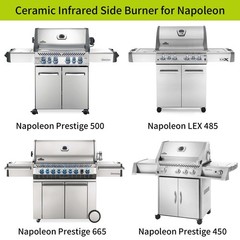 Beurbcikue Ceramic Infrared Side Burner for Napoleon Prestige 500 665 Silver