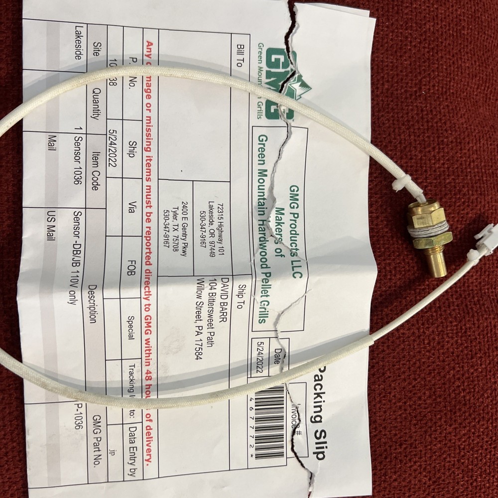 GMG Thermal Sensor for Jim Bowie/DB, 110V GMGP-1036. Opened Package-didn’t Need