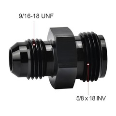 6AN Male to 5/8 x 18 Inverted Flare Thread Fitting AN6 to 5/8 x 18 Inverted