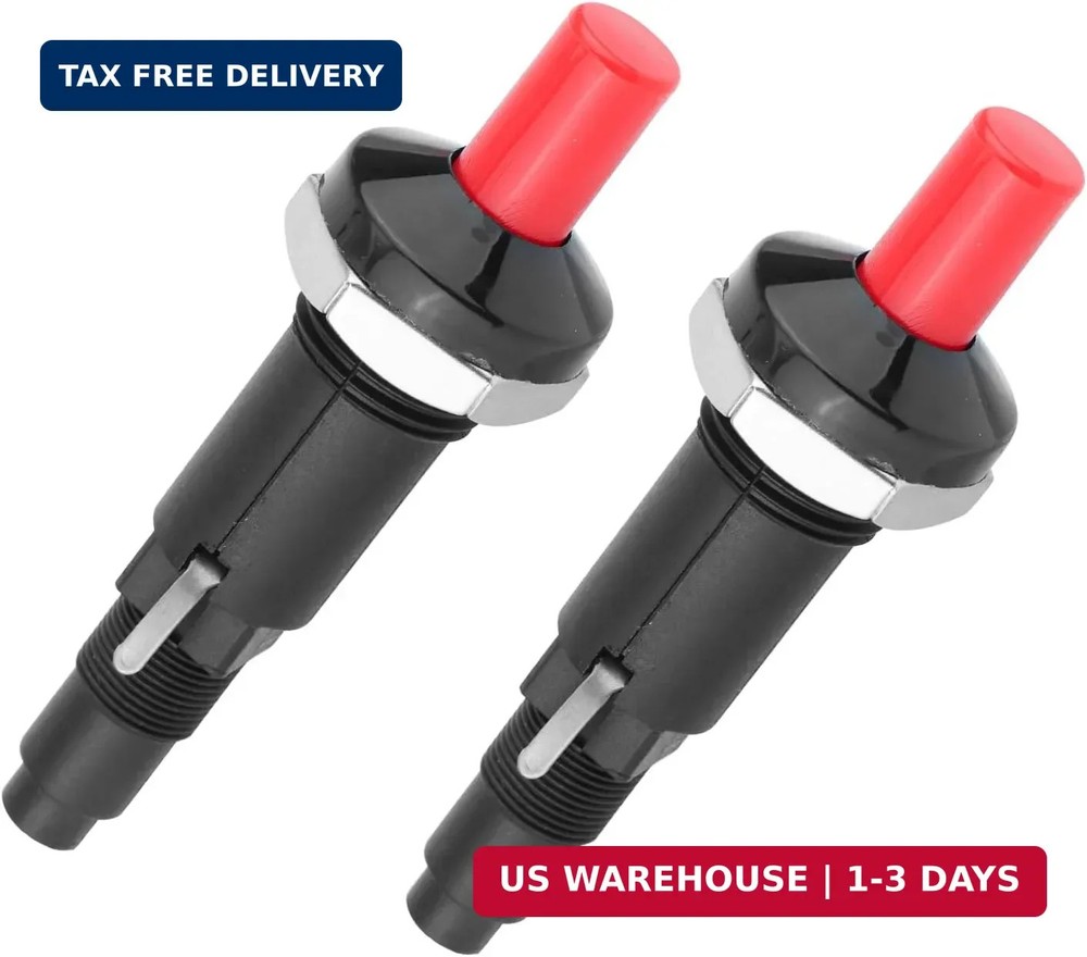 2pcs Piezo Spark Igniter, Two Fire Outlets Plastic BBQ Grill Push Button Ignitor