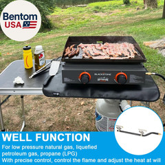 Griddle Burner Valve with Igniter Port and Gas Pipe for Blackstone 22 Inch Table