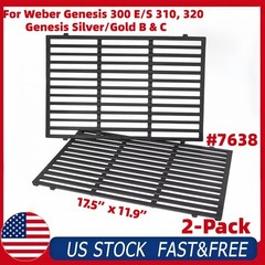 7638 Weber Spirit 300 E310 E320 Grill Grates Replacement Cast Iron 2-Pack