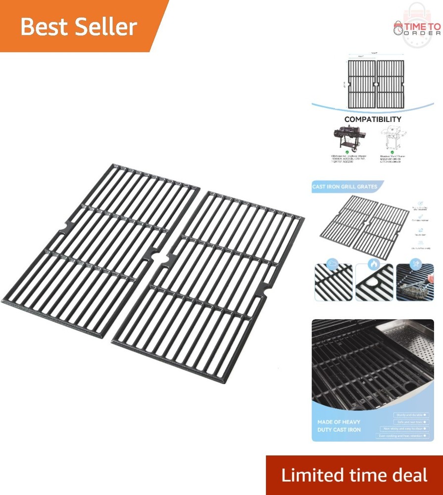 Cast Iron Grill Grates 19×9.4 In for Oklahoma Joes Longhorn Smoker Grill 2-Pack