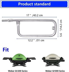 CANDANA Burner for Weber Q100, Q120, Q1000, Q1200, Baby Q Gas Grill, 17 Inch