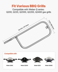 Vevor Grill Burner Tube For Weber Q200 Q220 Q2000 Q2200 Q2400 20.5 Inch 304