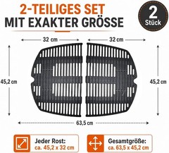 Cast Iron Cooking Grates for Weber Q300 Q320 Q3000 Q3200 Series Gas Grills