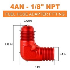 2PCS 90 Degree Elbow 4AN Male to 1/8″ NPT Male Flare Aluminum 4AN-1/8″ NPT