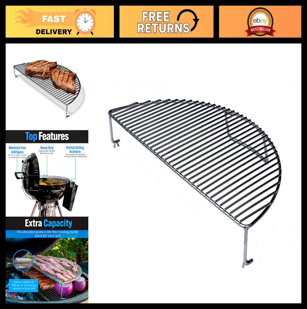 Elevated Cooking Grate for Weber Grills – Heavy Duty Stainless Steel, Extra Gril