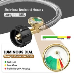 Durable 2-Stage Propane Regulator with Dual 18″ Hoses and Color Gauge Indicator