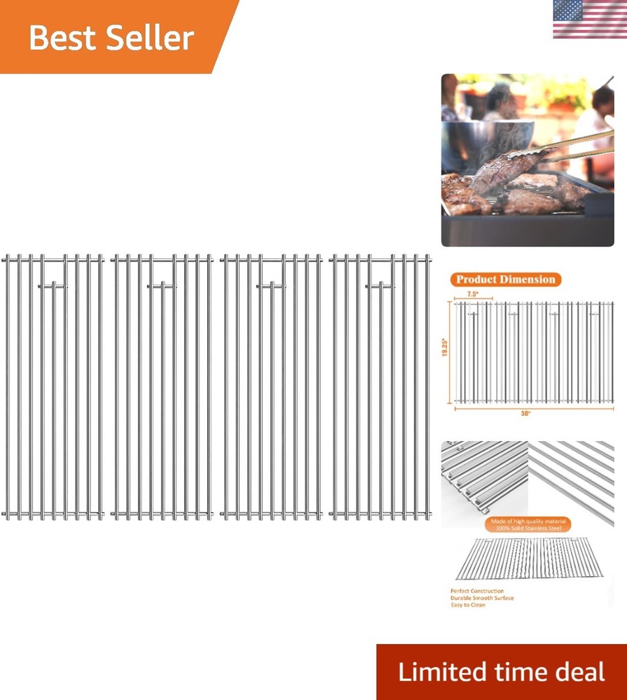Stainless Steel Grill Grate Set – 4-Pack for Bull LP & NG Models, 19 1/4” x 30”
