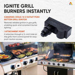 DHLG-12 2 Outlet Push Button Grill Ignitor, 2 Outlets Spark Generator – for Broi