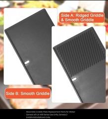 Reversible Cast Iron Griddle Insert Weber Genesis II/II LX 400 Series Gas Grill