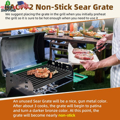 BAC772 18.25”X11.5” Sear Grate Grill Accessory, Reversible Grill Grate Compati