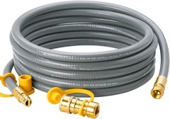15 Feet 3/8 inch ID Natural Gas Grill Hose with Quick Connect Fittings, Natur…