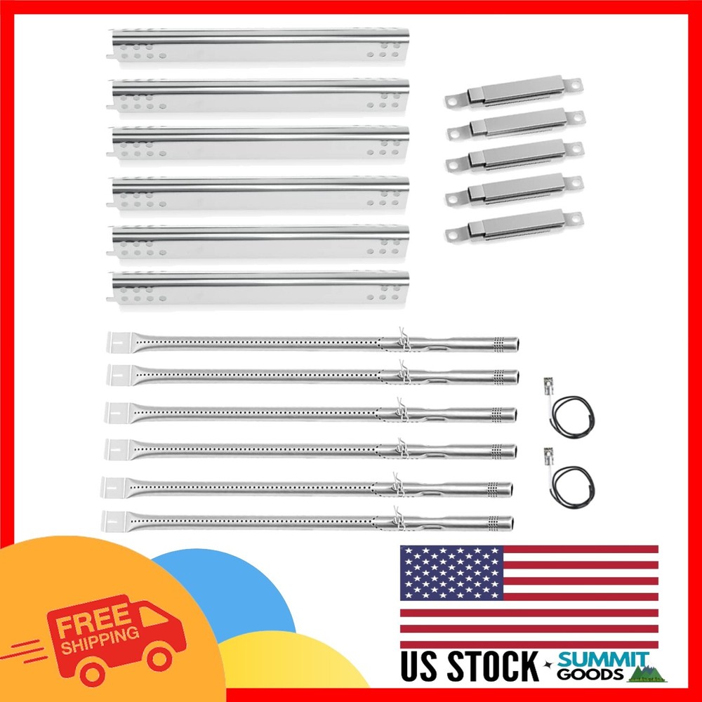 Complete Replacement Set: Burners & Heat Plates for Charbroil 2, 4, 5, 6 Burners