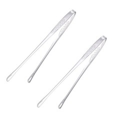2 Piece Stainless Steel BBQ Tongs Set 24 cm 28 cm for Steak Grilling Serving