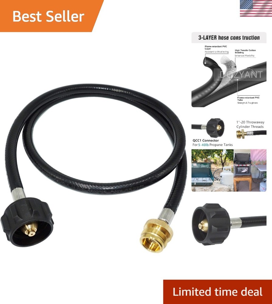 Safety Certified Propane Adapter Hose 4 Feet: Efficiently Connect to 20 lb Tanks