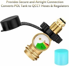 Propane Gas Tank Brass Adapter Gauge Grill BBQ w/Indicator Pressure Gage US
