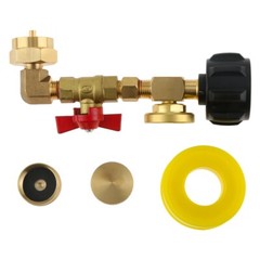 Propane Refill Elbow Adapter QCC1 w Propane Tank Gauge Kit& ON-Off Control Valve