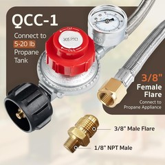 GASPRO Adjustable Propane Regulator 0-30 PSI with Gauge 5ft Braided Hose