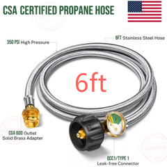 6FT Propane Hose Adapter Hose w/Gauge 1lb to 20lb for Gas Grill Stove Type1 QCC1