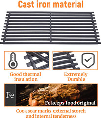 Cast Iron Grill Cooking Grates Grid 18 1/4″ 3-Pack for Char-Broil TRU-Infrared