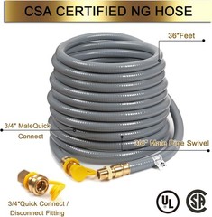 36Feet 3/4-inch ID Natural Gas Hose with Quick Disconnect Fittings, 36FT