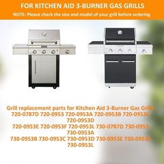 BBQ-PLUS Grill Replacement Part Kit for Kitchen Aid 3-Burner Grill 720-0787D 730