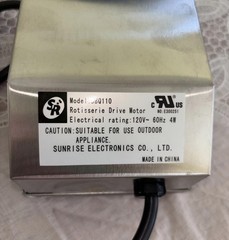 Sunrise SR BBQ Grill Rotisserie Drive Motor BBQ110 120V 60HZ 4W Stainless Steel
