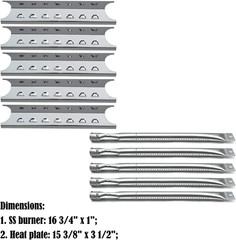 BBQ Grill Burner Tubes Heat Shield Plates Replacement Parts Kit for Master Forge