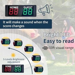 Portable Electronic Scoreboard with Remote Control, Digital Score Keeper, Timer